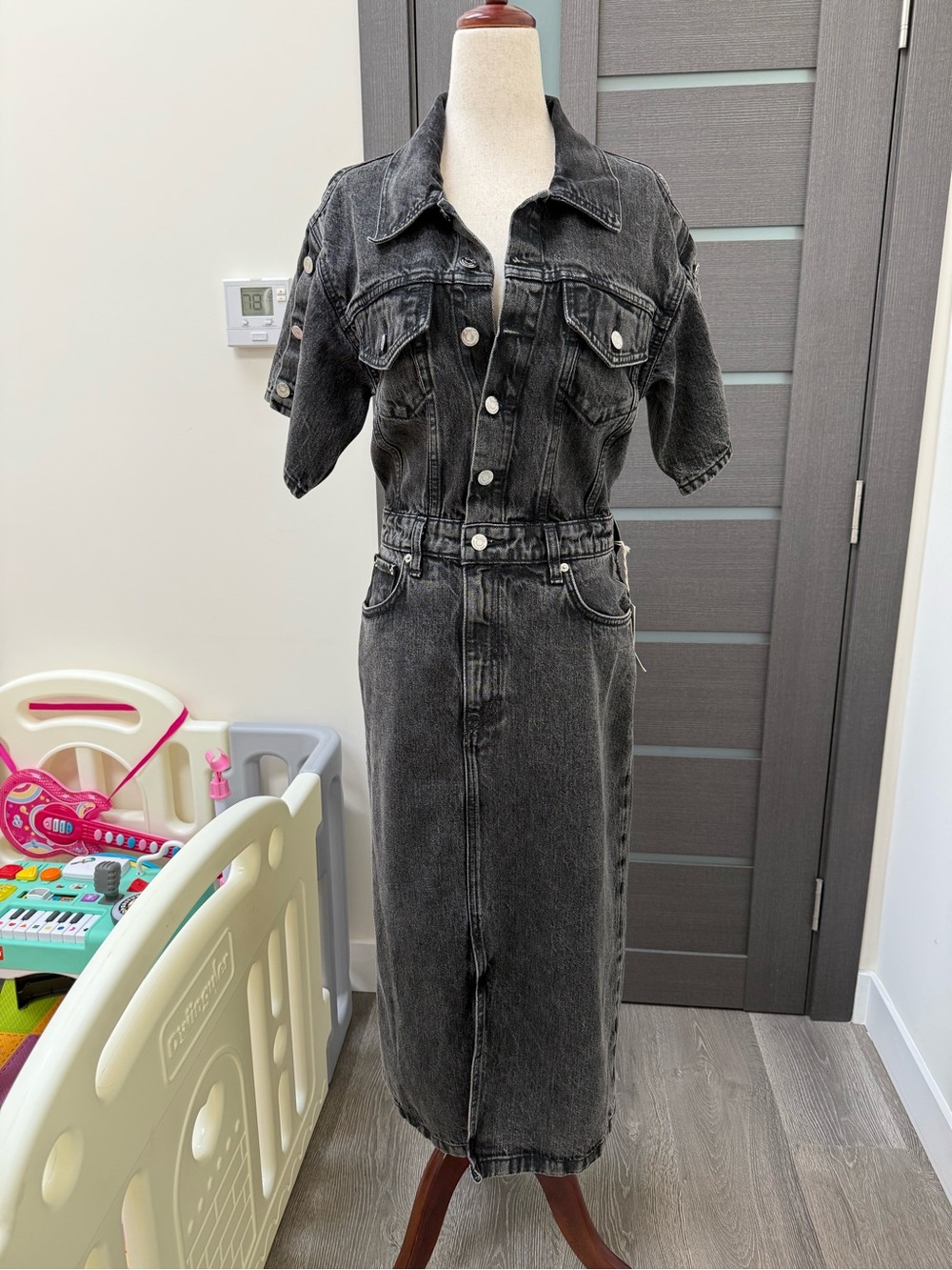 Etica Black Camella Trucker Dress! New